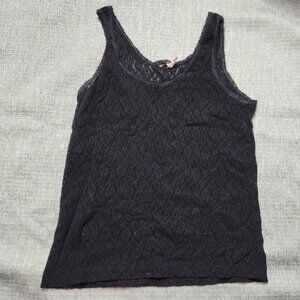 Vintage Womens Medium Black Nylon Lace Tank Top